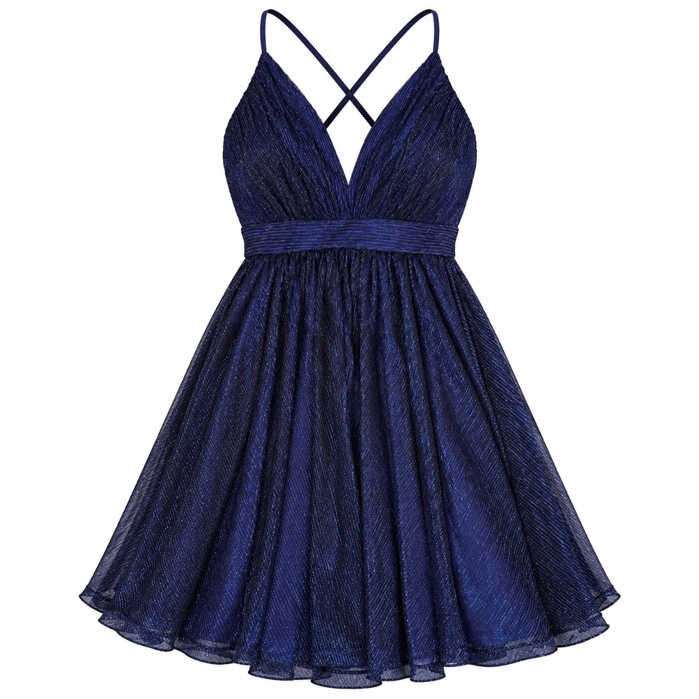Le Chateau Womens S Navy Metallic Sparkle Cocktail Party Dress V-Neck NWT
